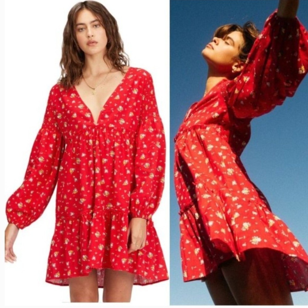 Billabong x Wrangler Linen Sundress Small Smocked Long Sleeve Cottage Collab